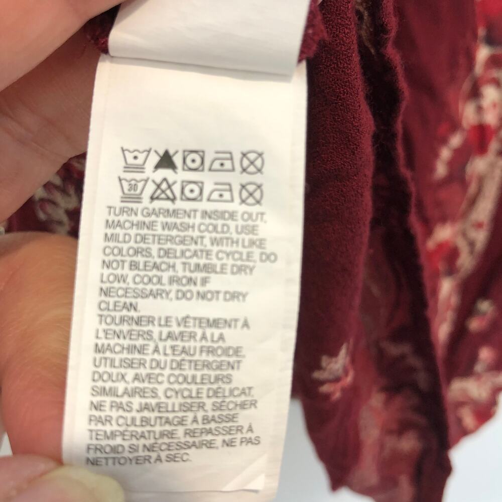 Lucky Brand - Burgundy Floral V-Neck Peasant Top -Small - Picture 7 of 8